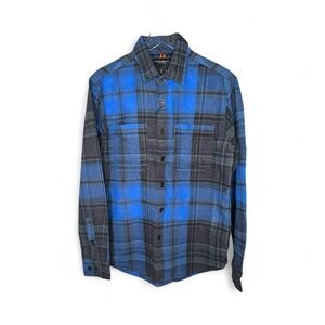 Denim & Flower(Ricky Singh) Blue and Black Checkered Men's Flannel Shirt